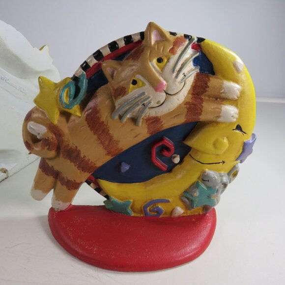 Cat over the Moon CAST IRON Bookends or Doorstop 2pc total 6" tall Primary Color - Picture 4 of 16